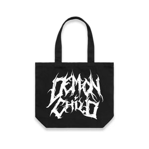 Black Logo Tote Bag by Demon Child