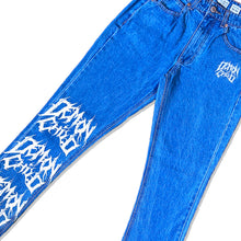 Load image into Gallery viewer, Light Blue Stone Washed Demon Child Logo Jeans