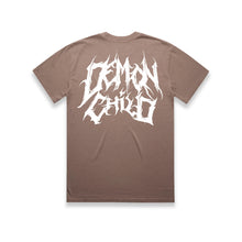 Load image into Gallery viewer, Faded Logo T-Shirt Mocha front and back graphic – Demon Child Clothing