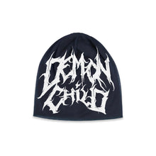 Load image into Gallery viewer, Navy Blue Skull Cap – Headwear by Demon Child Clothing