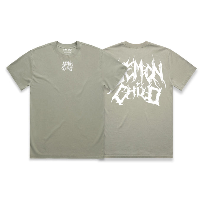 Faded Logo T-Shirt Sage |  Premium Graphic Tee - Demon Child Clothing