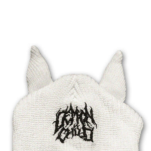 White Demon Ski Mask with F OFF Embroidery – Streetwear Accessory